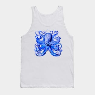 Octopus, celurean blue, vintage illustration Tank Top